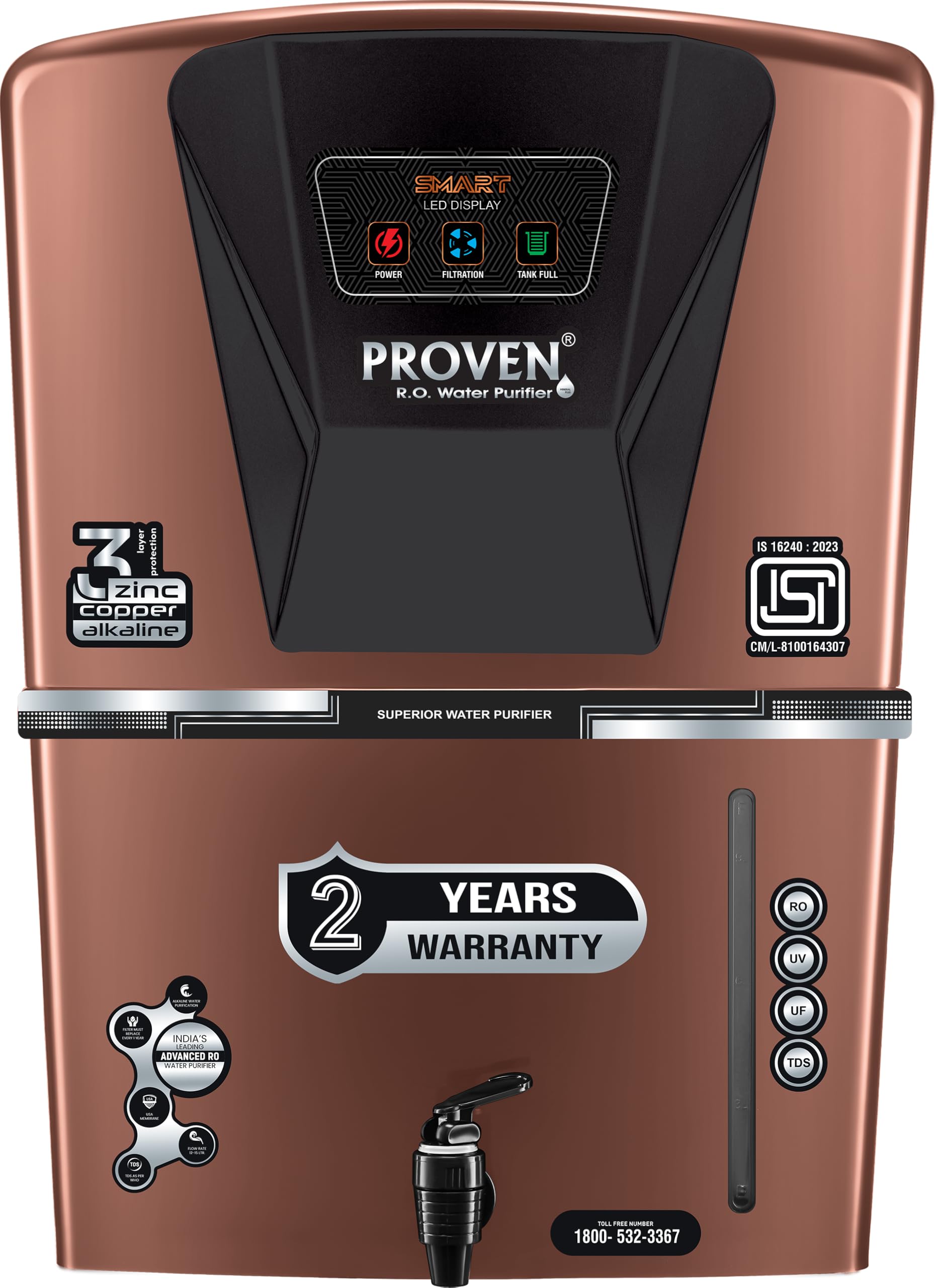 Proven Jupiter RO Water Purifier for Home, 12L | RO+UF+UV with Copper, Zinc & Alkaline, TDS Adjuster, ISI Certified, Borewell & Hard Water